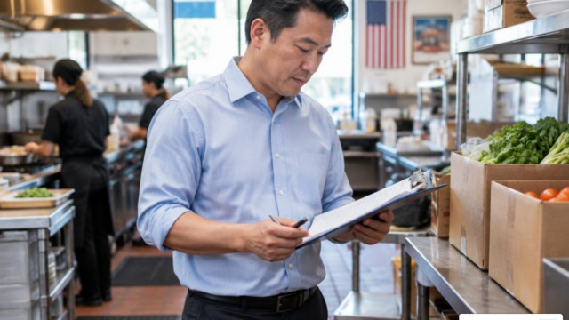 Vietnamese small business owner managing daily operations in California